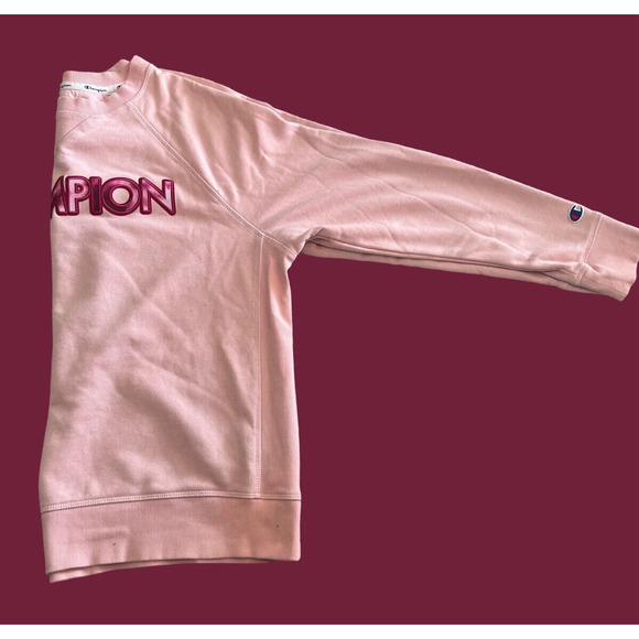 CHAMPION SPELLOUT Campus French Terry Cotton Sweatshirt, Pink| Women's Size: 1X - Picture 10 of 10